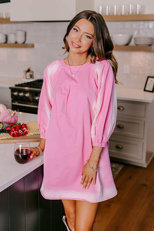 Loving Smiles Denim Mini Dress in Pink Image - 4
