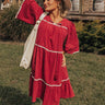 Simply Lovely Tiered Mini Dress in Wine Image - 1