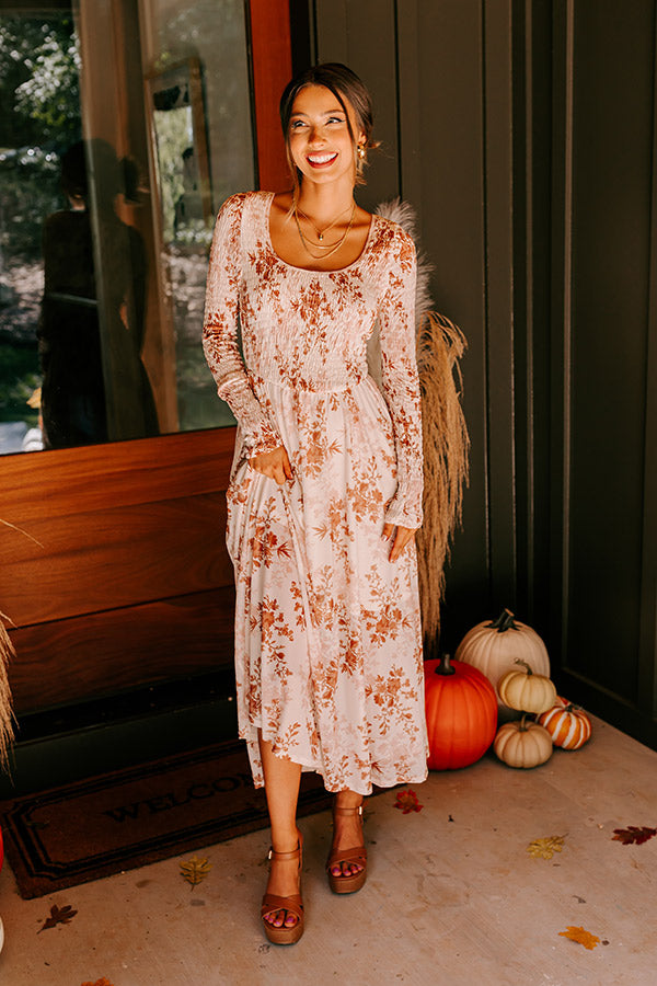 Falling In Love Mesh Floral Midi in Cream Image - 1