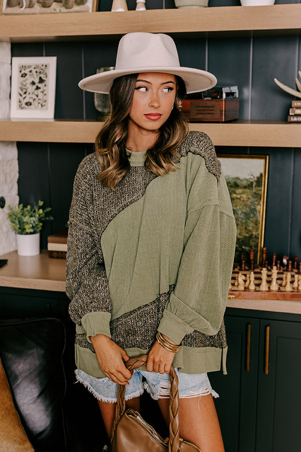 Cabin In The Mountains Oversized Knit Sweater in Olive Image - 1