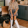 Pumpkin Spice Cutie Oversized Button Up in Autumn Sky Image - 1