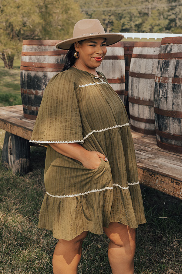 Simply Lovely Tiered Mini Dress in Olive Curves Image - 3