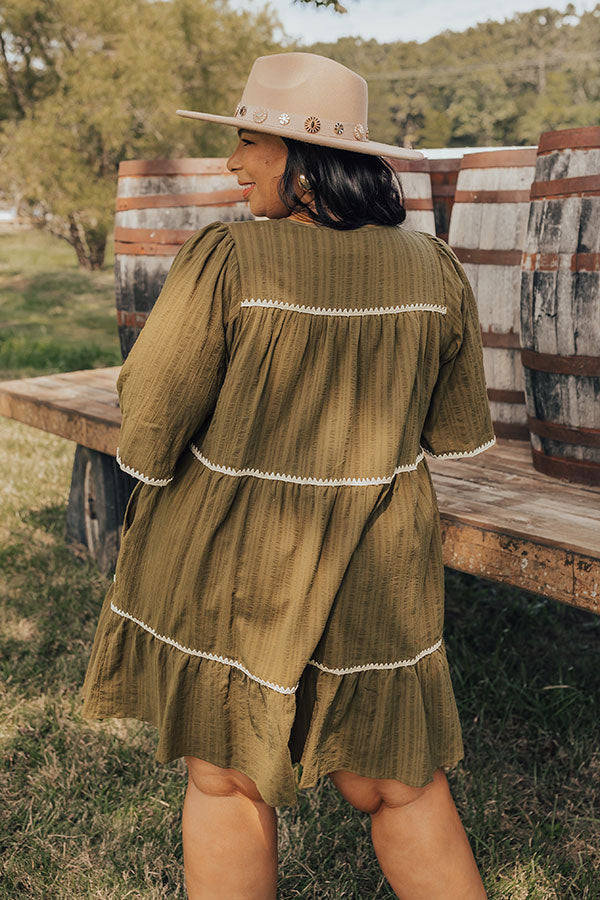 Simply Lovely Tiered Mini Dress in Olive Curves Image - 4