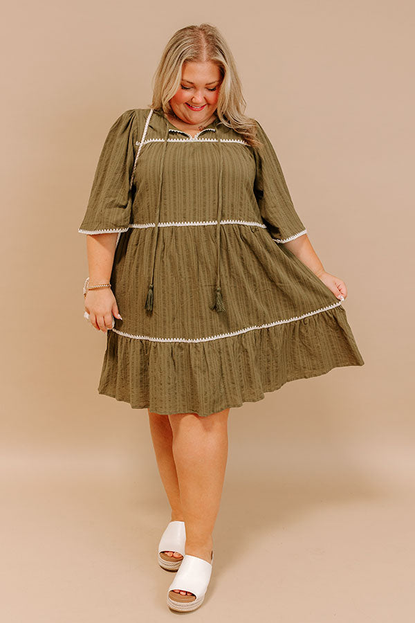 Simply Lovely Tiered Mini Dress in Olive Curves Image - 1