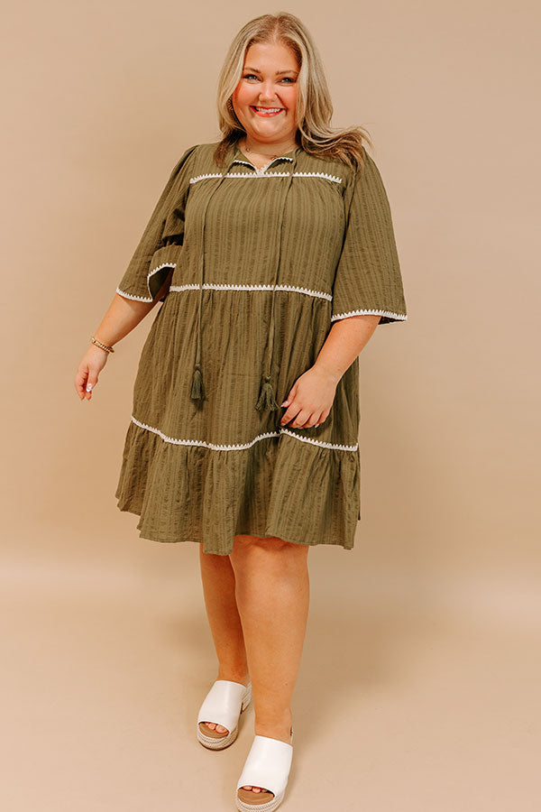 Simply Lovely Tiered Mini Dress in Olive Curves Image - 2