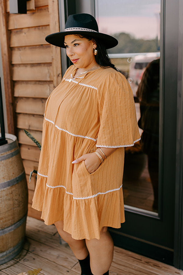 Simply Lovely Tiered Mini Dress in Mustard Curves Image - 4