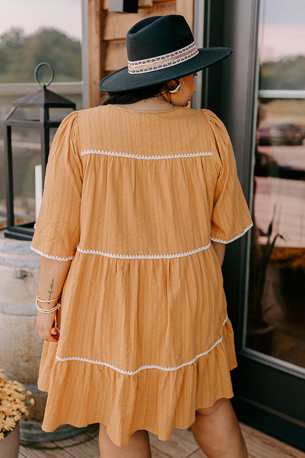 Simply Lovely Tiered Mini Dress in Mustard Curves Image - 3