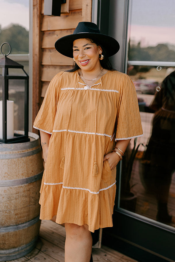 Simply Lovely Tiered Mini Dress in Mustard Curves Image - 5