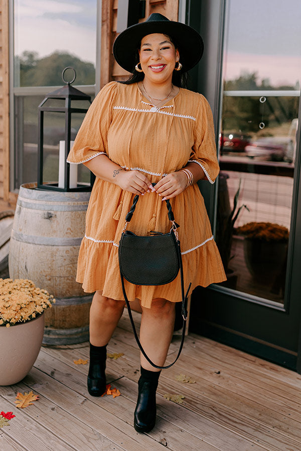 Simply Lovely Tiered Mini Dress in Mustard Curves Image - 1