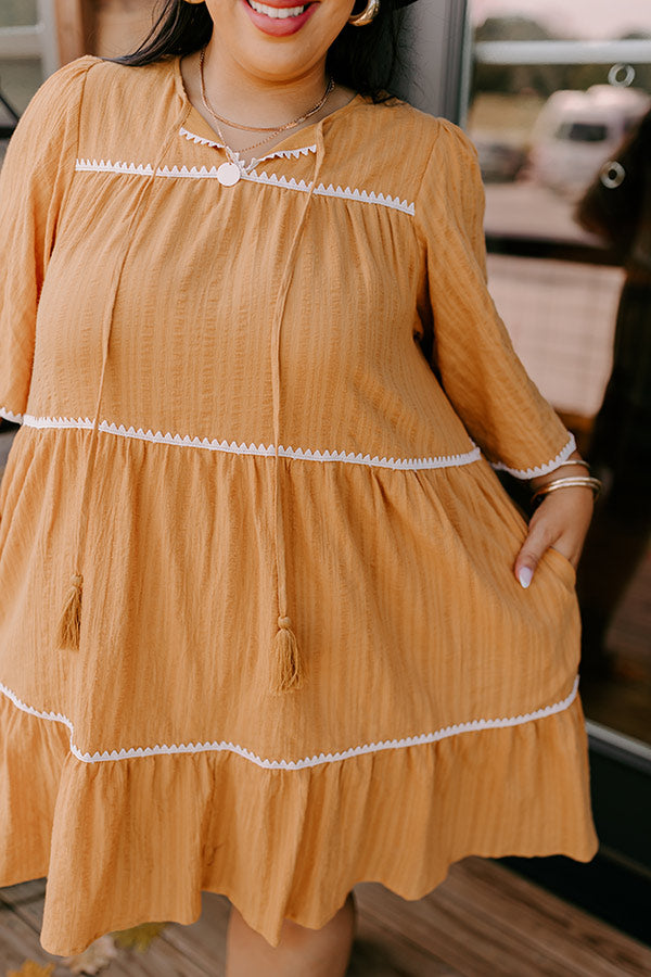 Simply Lovely Tiered Mini Dress in Mustard Curves Image - 2