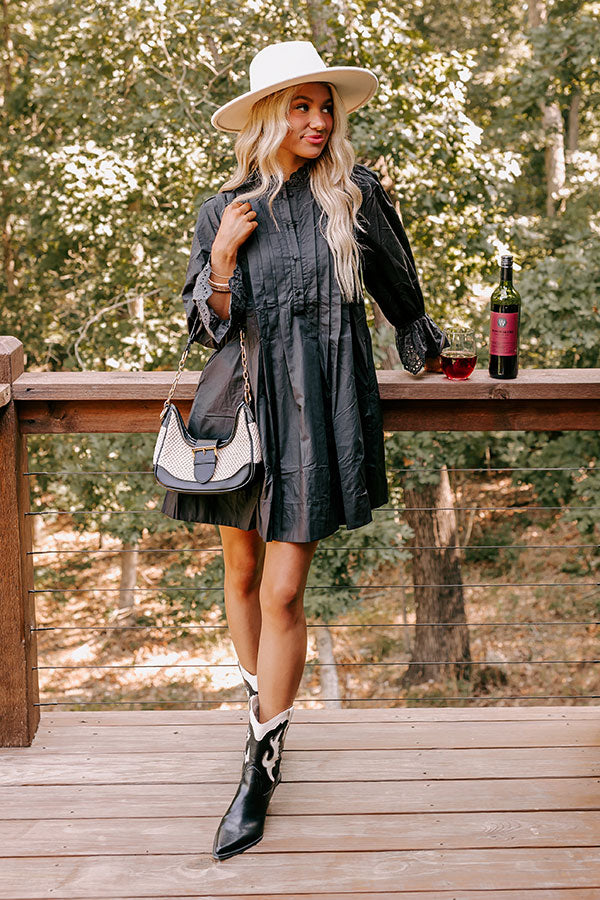 Caramel Kisses Pleated Mini Dress in Black Image - 2