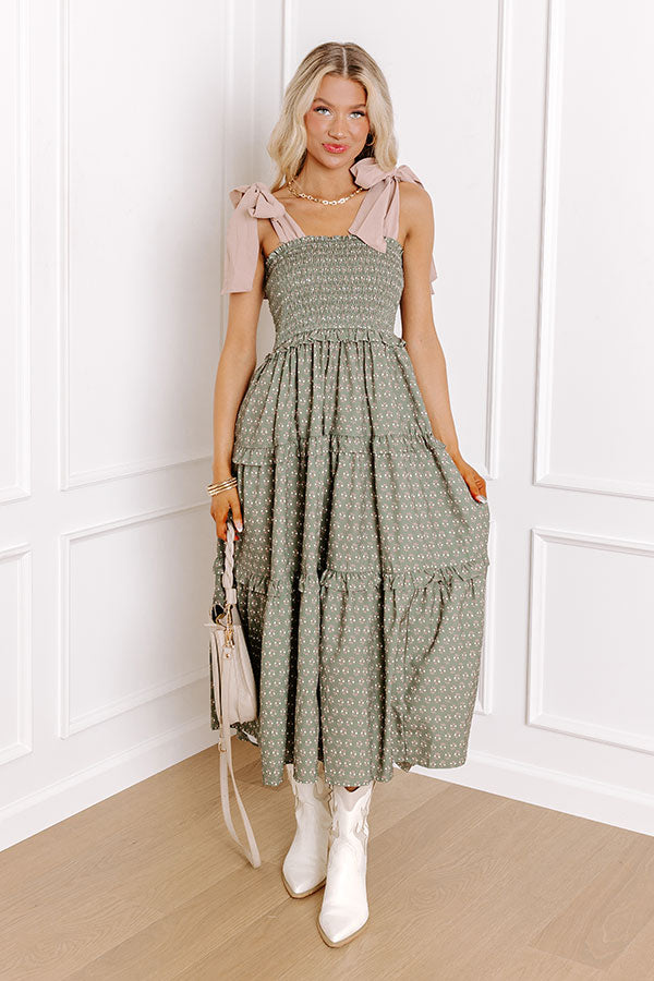 Meet Me Under The Willow Tree Smocked Midi Image - 1