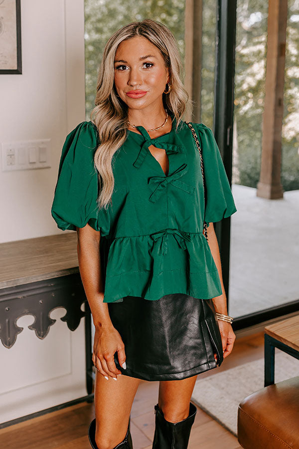 Meant For Martinis Peplum Top in Hunter Green Image - 1