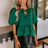 Meant For Martinis Peplum Top in Hunter Green Image - 1