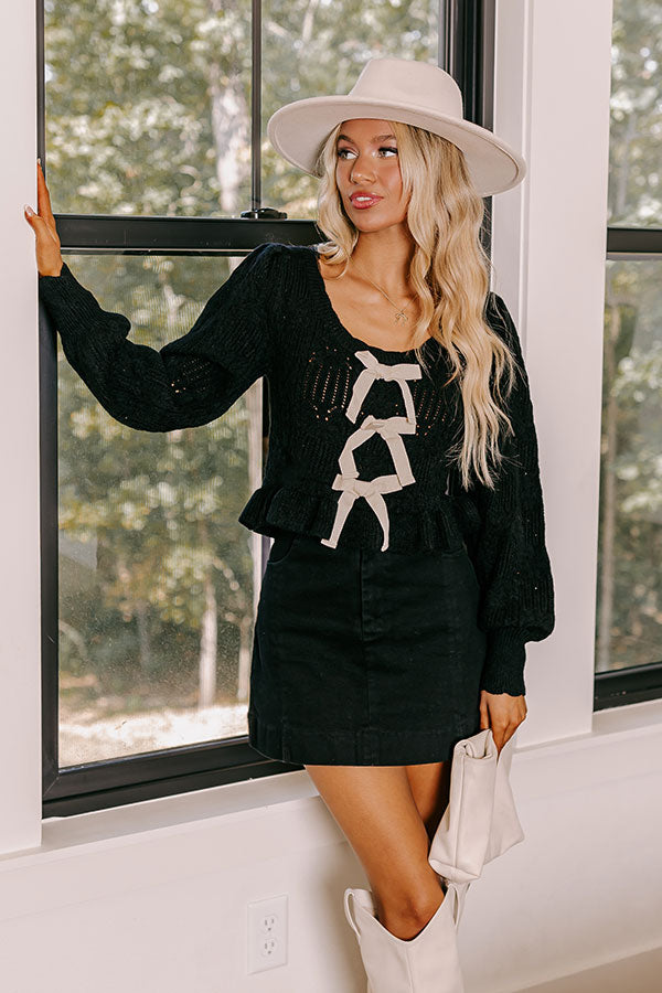 Flirty Feeling Knit Sweater Top in Black Image - 2