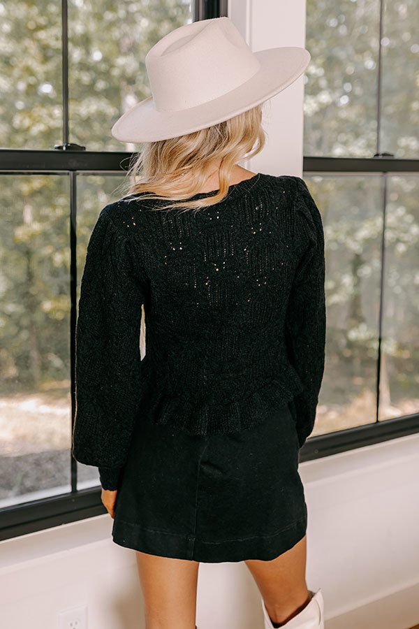 Flirty Feeling Knit Sweater Top in Black Image - 5