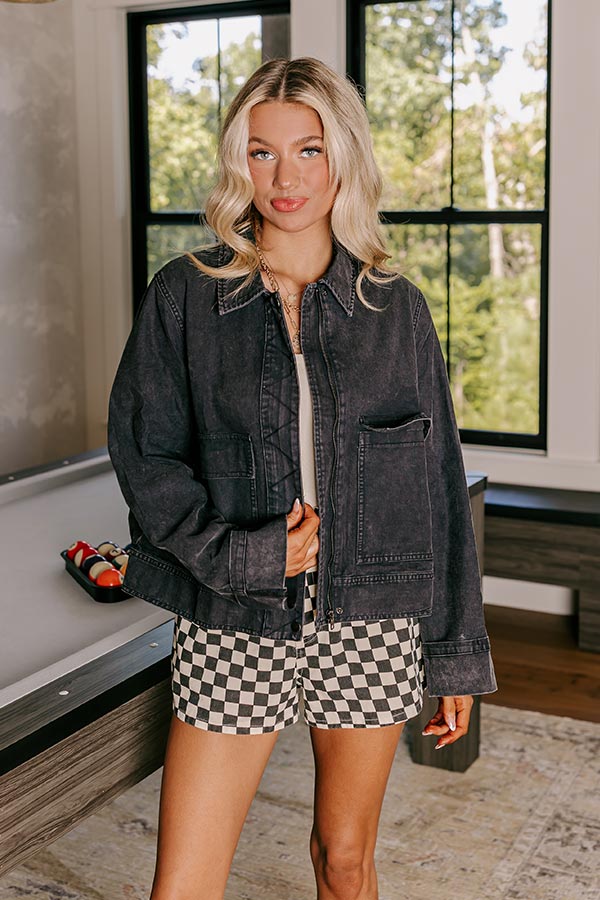 Street Style Denim Jacket in Black Image - 2