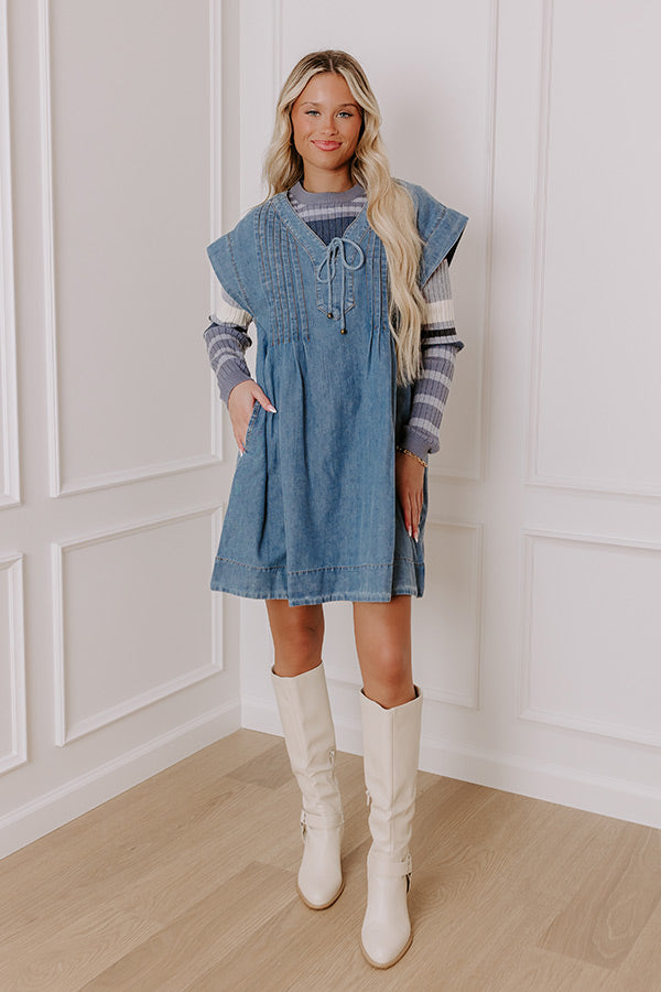 Small Town Cafe Chambray Mini Dress Image - 2