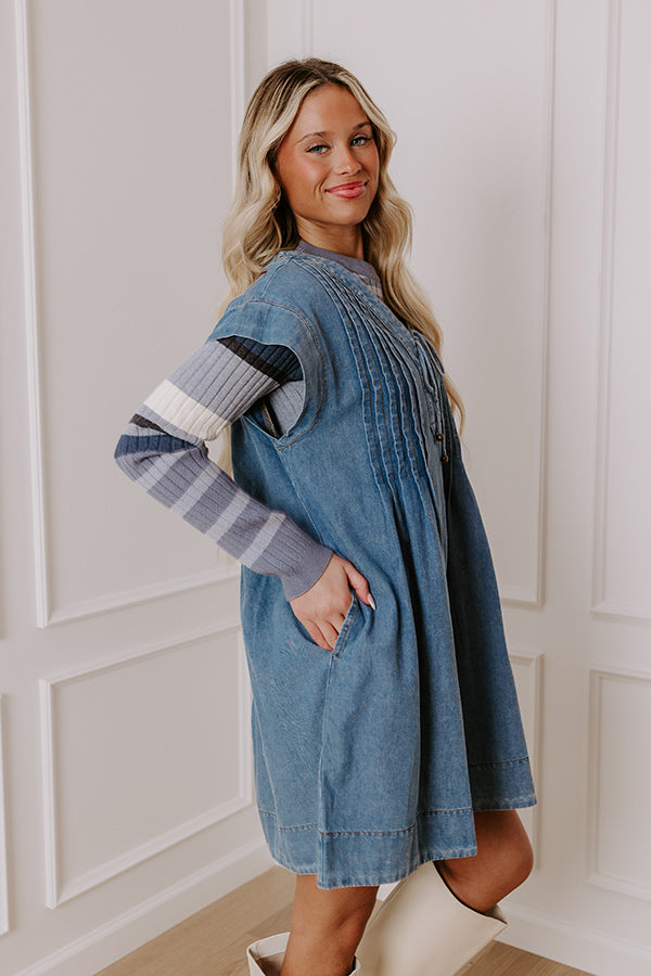 Small Town Cafe Chambray Mini Dress Image - 5
