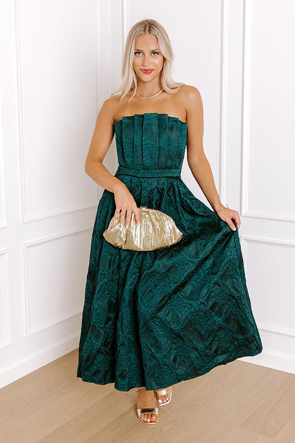 Night At The Gala Jacquard Midi in Dark Hunter Green Image - 1