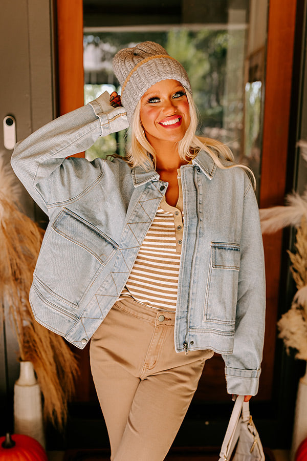 Street Style Denim Jacket in Light Wash Image - 1