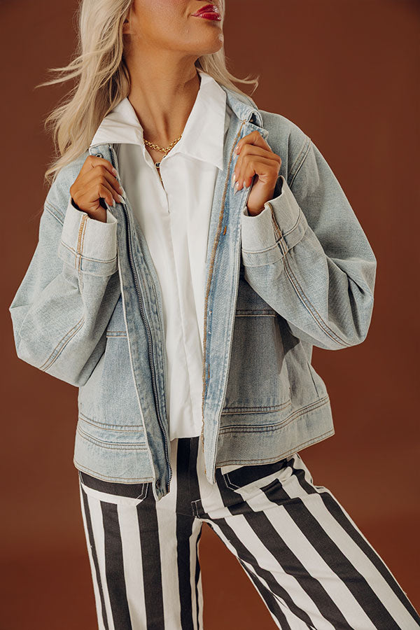 Street Style Denim Jacket in Light Wash Image - 2
