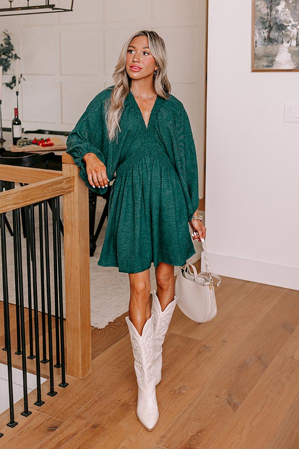 Around The Block Babydoll Dress In Hunter Green Image - 1