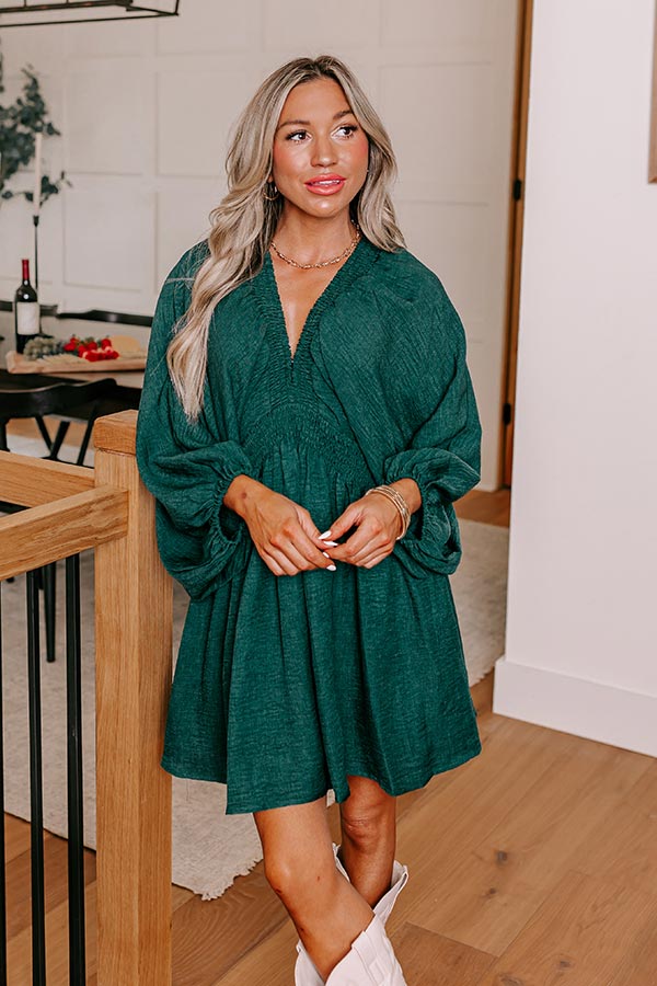 Around The Block Babydoll Dress In Hunter Green Image - 2