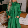 Caramel Kisses Pleated Mini Dress in Hunter Green Image - 1
