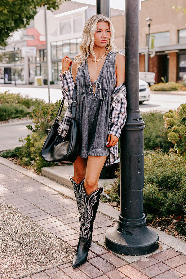 Bae Watch Denim Romper in Vintage Black Image - 2