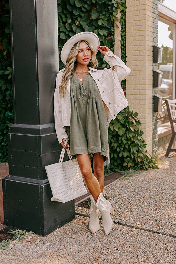 Bae Watch Denim Romper in Olive Image - 1