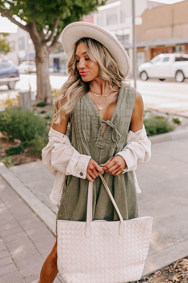 Bae Watch Denim Romper in Olive Image - 2