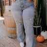 JUDY BLUE Zoe Midrise Distressed Flare Curves Image - 1