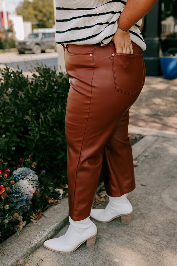 JUDY BLUE Autumn High Waist Faux Leather Pants Curves img3