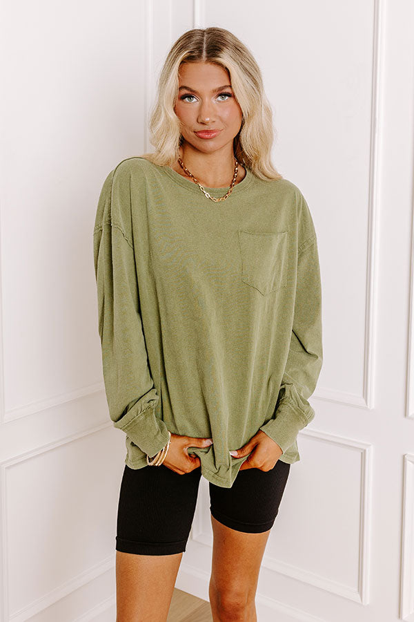 Girl On The Go Vintage Wash Tee in Sage Image - 1
