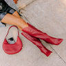 Fiora Faux Leather Knee High Boot in Crimson Image - 1