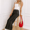 The Lorelai High Waist Pearl Embellished Jean in Black Image - 1