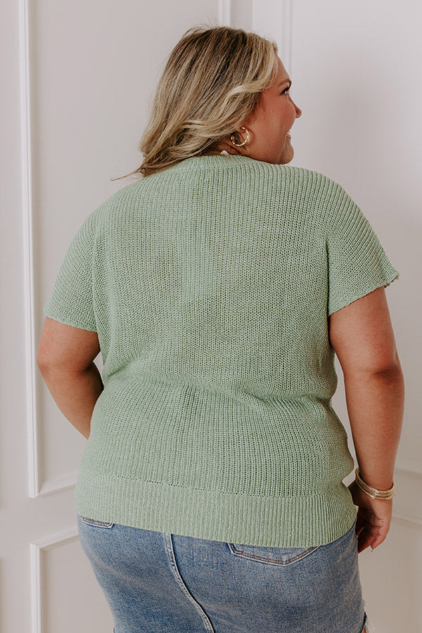Boho Blooms Knit Top in Sage Curves Image - 5