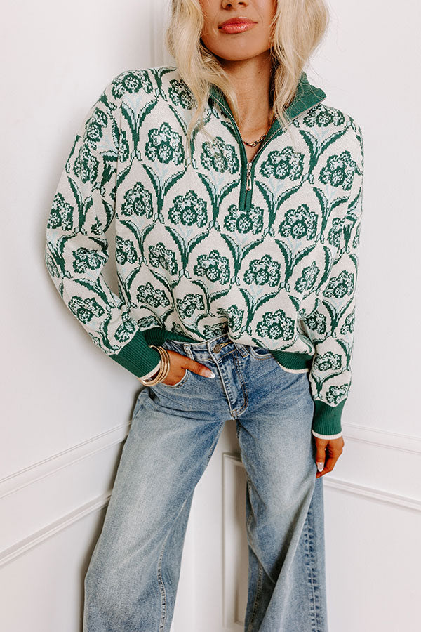 Cider In Aspen Knit Sweater in Hunter Green Image - 1