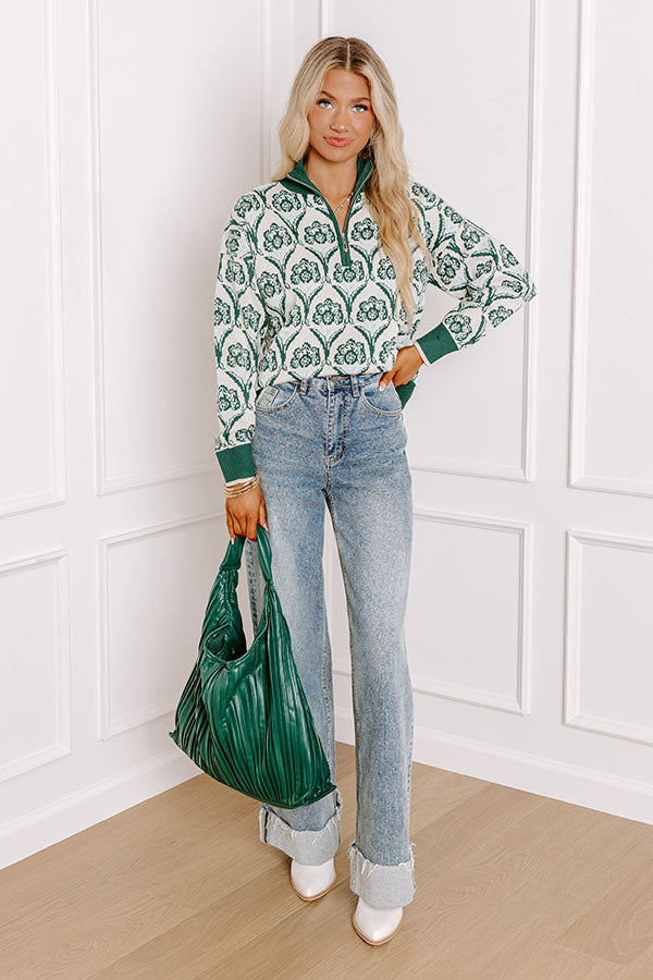 Cider In Aspen Knit Sweater in Hunter Green Image - 2