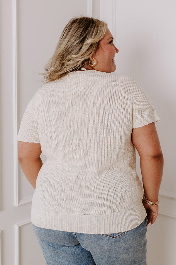 Boho Blooms Knit Top in Cream Curves Image - 5