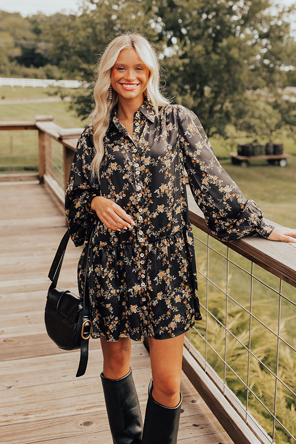 Chrysanthemum Whisper Button Down Mini Dress Image - 2