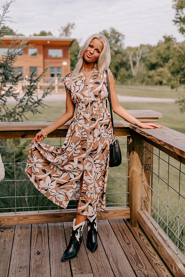 Winery Welcome Floral Midi in Camel Image - 4