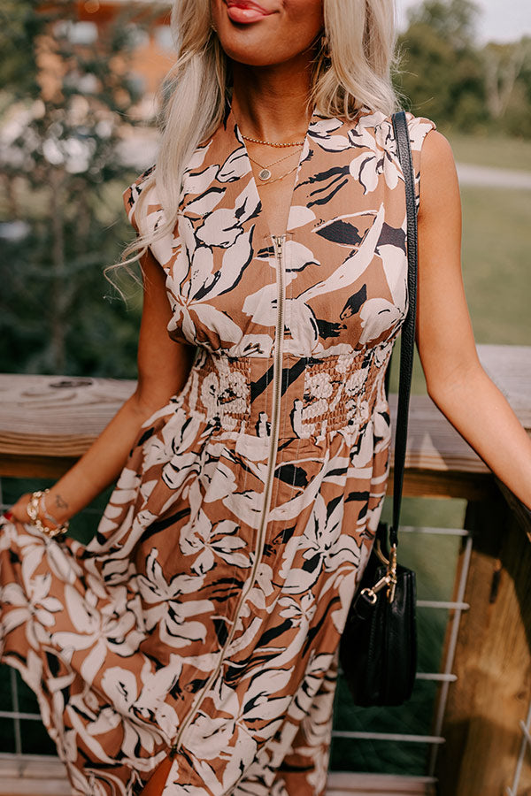 Winery Welcome Floral Midi in Camel Image - 3