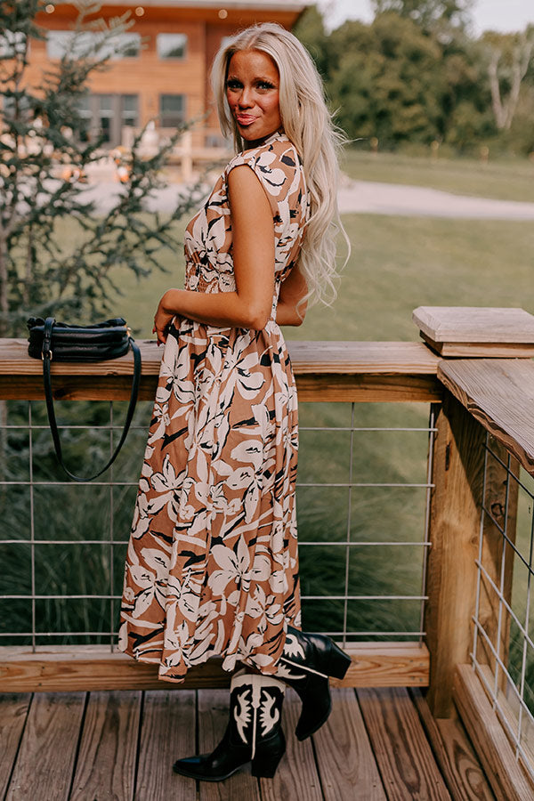 Winery Welcome Floral Midi in Camel Image - 5