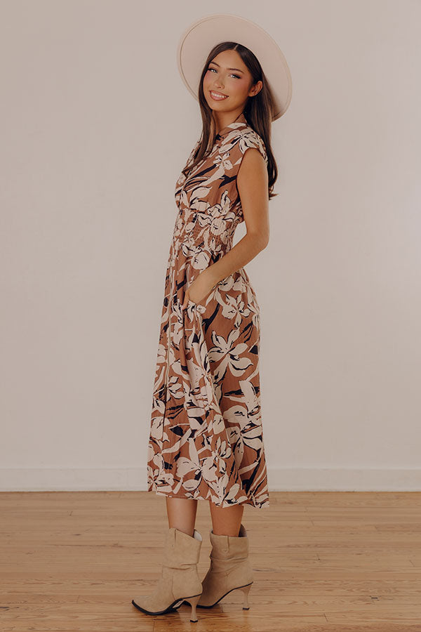 Winery Welcome Floral Midi in Camel Image - 4