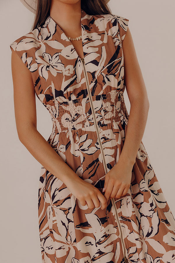 Winery Welcome Floral Midi in Camel Image - 3