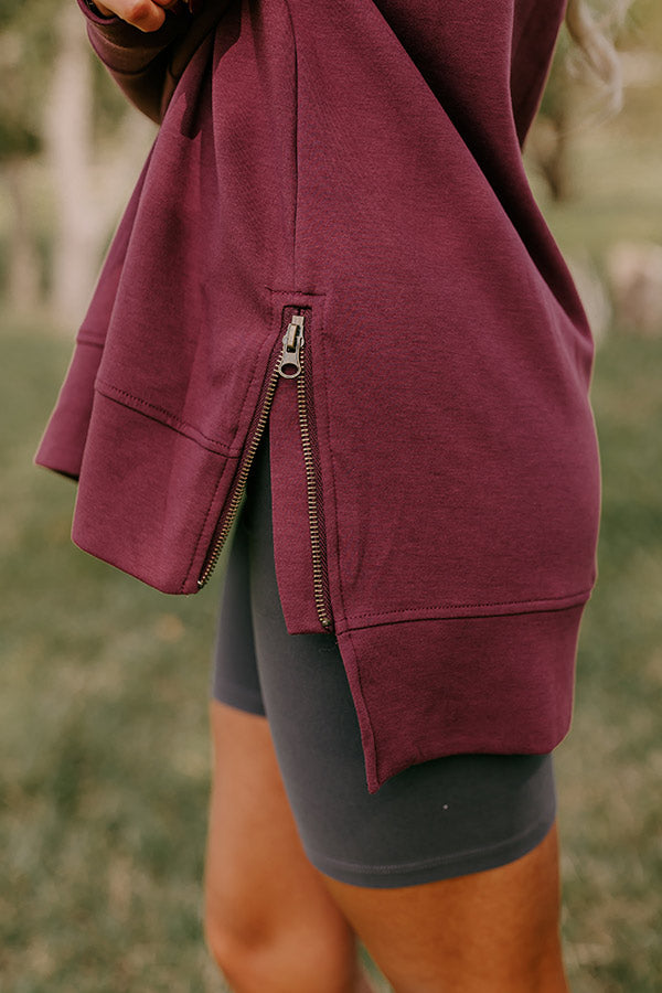 Central Park Stroll Oversized Sweatshirt in Maroon Image - 2