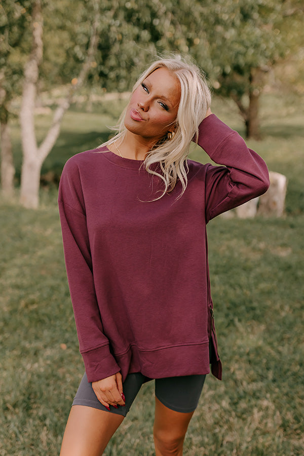 Central Park Stroll Oversized Sweatshirt in Maroon Image - 1