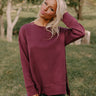 Central Park Stroll Oversized Sweatshirt in Maroon Image - 1
